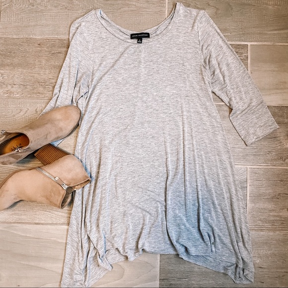 Active Collections Gray 3/4 Sleeve Scoop Neck Long Tunic Women’s Size Small - Picture 3 of 6